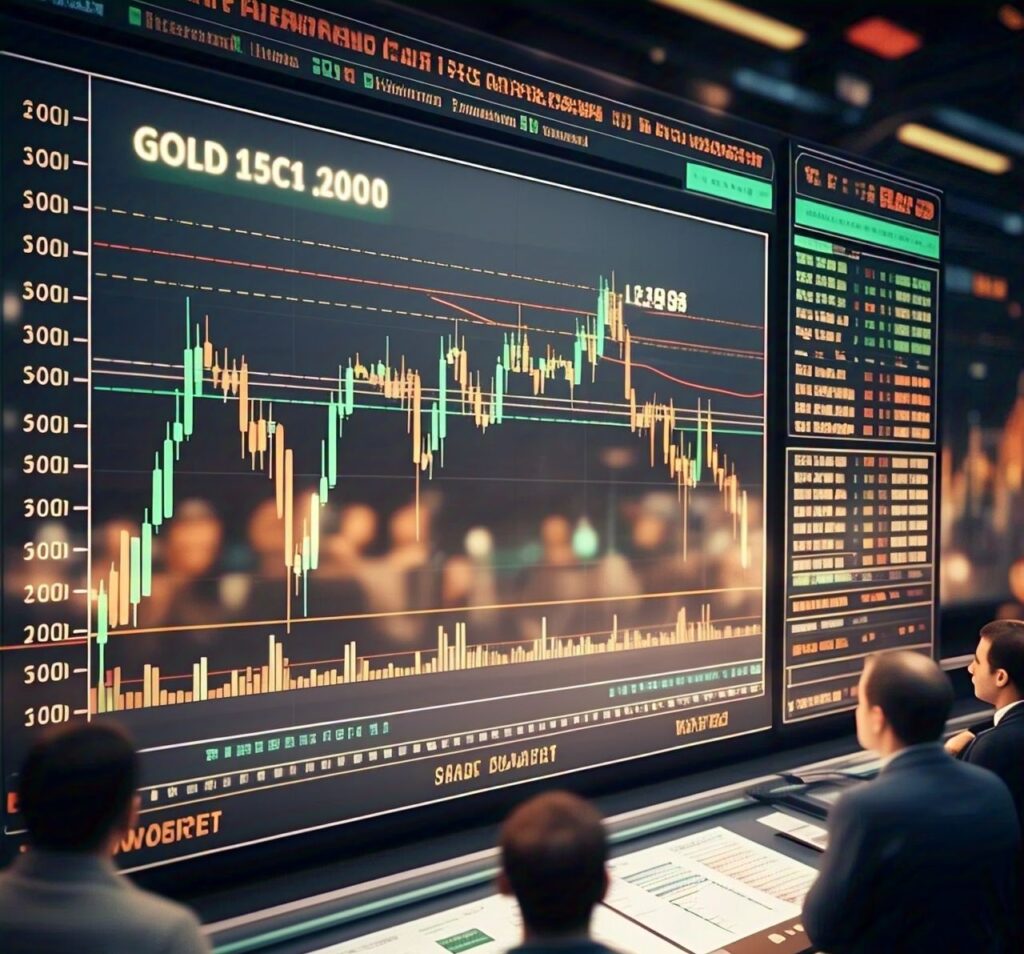Gold price increase in 2024 - Rising stock market chart showing high demand for gold investment